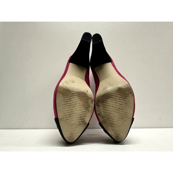 Vittorio D' Firenze women size 7 platform  heel shoes pink &  black faux suede - Picture 13 of 13